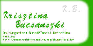 krisztina bucsanszki business card